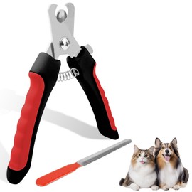 Aomig Claw Grinder 2 Pieces Professional Nail Scissors for Dogs with Nail File Stainless Steel Claw Grinder for Dogs Claw Cutter Claws Dog Nail Clipper Nail Clippers Safety Protection (B-Black Red)