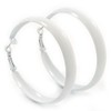 Medium White Enamel Hoop Earrings – 45mm Diameter – Classic