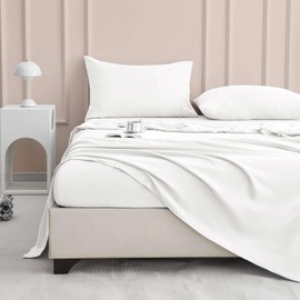 Queen Bed Sheets Set - 400 Thread Count 100% Egyptian Cotton - Cooling Sheets for Queen Size Bed - 4 PCs Set - 15 Inch Deep Pocket of Cotton Sheets - Hotel Quality Cotton Bed Sheets Set - White