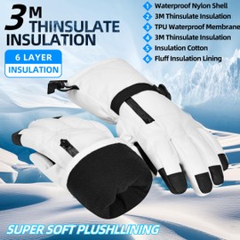 Odtmger Kids Waterproof Snow Mittens Cold Weather Gloves,Snow Gloves Waterproof Winter Gloves Touchscreen Snowboarding Gloves Warm Gloves Fit Child