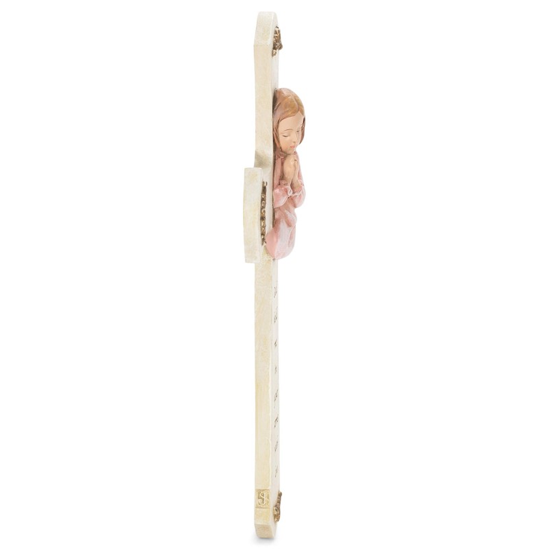 Girl Nursery White Prayer Cross, 8 1/8 Inch
