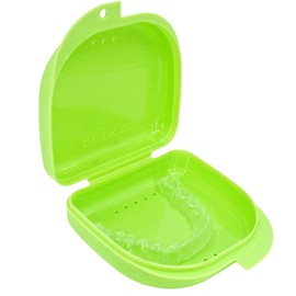 Genco Dental Retainer Case with Vent Holes - Orthodontic container for holding retainers, aligner, night-guard/mouth-guard. Small and Durable retainer case (1 Pack, Green)