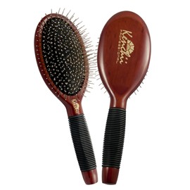 Kenchii Pet Grooming Metal Pin Brush for Dogs and Cats, Size Large, Solid Wood Handle, Non Slip Grip, Detangling and Shedding Brush for Long or Short Haired Pets, All Hair Type