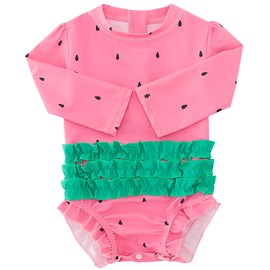 BFUSTYLE Baby Girls' One Piece Swimsuit Toddler Bathing Suit Fruit Infant Newborn Long Sleeve Watermelon Swimming Suit 3-6 Months