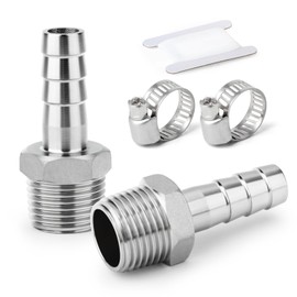 ERGAOBOY 2 Pcs Hose Barb Fittings, 19 MM Barb to 1 BSP Male BSP Fittings, 304 Stainless Steel Compression Fitting for Water, Industrial