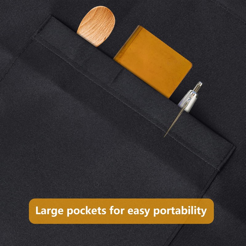 NiceLand Black Waist Apron 2 Pieces Pre-Tie Apron with 2