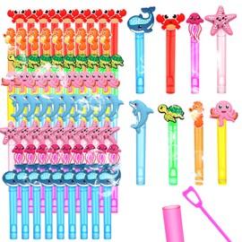 48 Pieces Mini Sea Animal Bubbles Wands Under The Sea Party Favors Birthday Party Decorations for Kids Adults Goodie Bag Filler Classroom Prizes