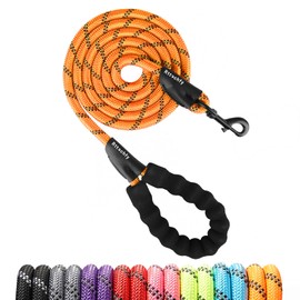 Rttochfy Dog Leash Heavy Duty - 2/4/5/6/8/10 Foot Rope Leash with Comfortable Padded Handle and Reflective - Puppy Training Leash for Small Medium Large Breed Dogs - (1/2" x6 FT, Orange)