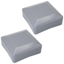 SKIR'CO (2 pcs) Fence Post Caps, Square 70 x 70 mm Grey Plastic Caps for Fence Posts, Window Grey RAL 7040 Colour