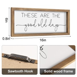flangairy 15.7×7.9 Inches These Are The Good Old Days Sign, Rustic Wooden Motivational Quote Wall Art for Home Living Room Entryway Bedroom Farmhouse Decor