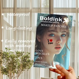 Boldink 2pcs Makeup Stickers, Waterproof Face Love Heart Temporary Tattoo Stickers, Valentine's Day Stickers, Wedding Face Makeup Stickers for Women.