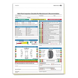 Pack of 500 Sheets GENERIC/Standard Multi Point Inspection Form 2 Part Checklist PER Manufacturer's Recommendation Forms, White with Multi Colored