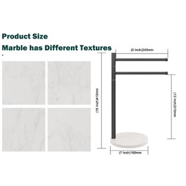 BathAce Hand Towel Holder, F-Shape Hand Towel Stand with Marble Base, Stainless Steel Swivel Stand Hand Towel Rack Free-Standing Towel Bar for Bathroom Kitchen Countertop, 2 Arms (Matte Black)