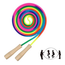16 FT Long Skipping Rope,1Pcs Kids Skipping Rope Double Dutch Skipping Rope Kids,5m Adjustable Skipping Ropes for Kids Multiplayer Rainbow Jump Rope for Boys & Girls’ Outdoor Exercise & Game