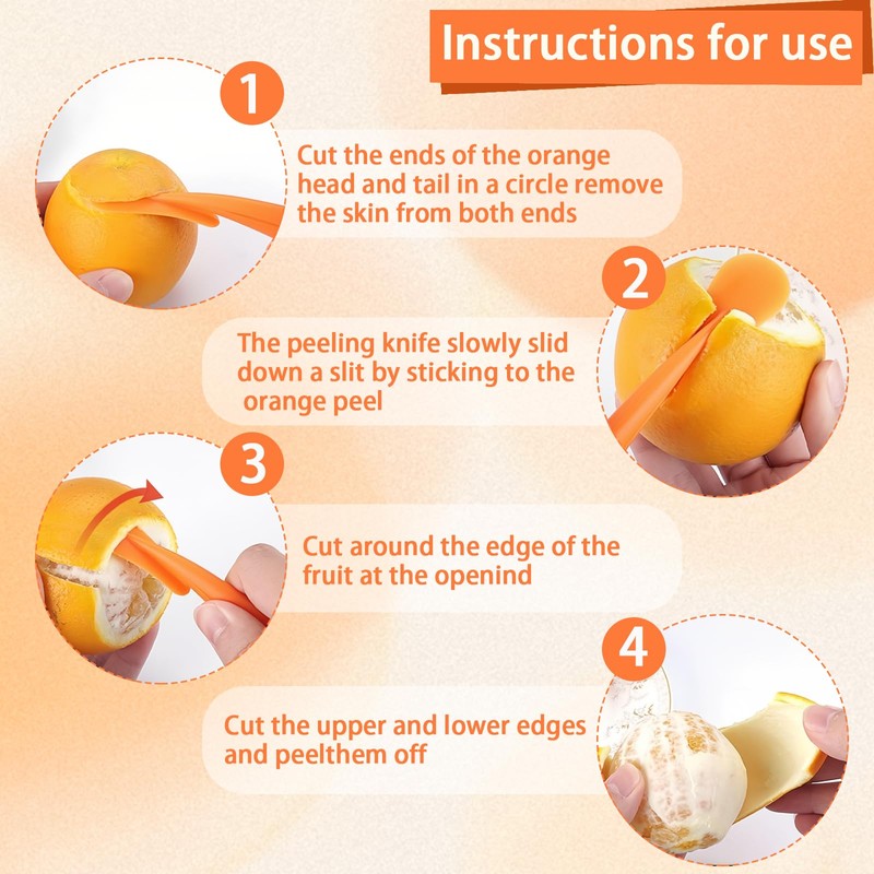HhBdy 2 Pcs Orange Peeler Tool,Citrus Peeler Toollong-Handle Tool Orange