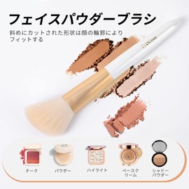DUcare Powder Brush, Eyeshadow Brush, Set of 2, Shading, Cheek Brush, Face Brush, Angled Cut, Fluffy, Makeup Brush, Portable Brush