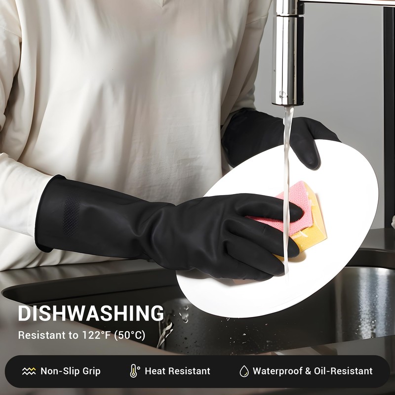 ThxToms 3 Pairs Dishwashing Gloves, Reusable Latex Cleaning Gloves for