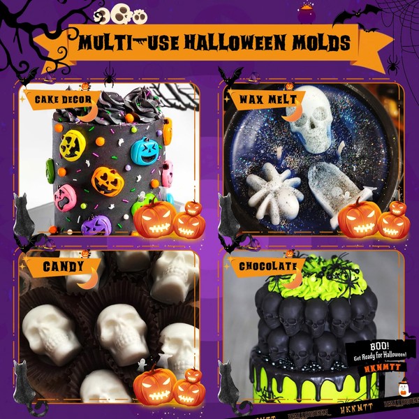HKNMTT Halloween Molds Silicone for Chocolate 3 Pack, 3D Halloween