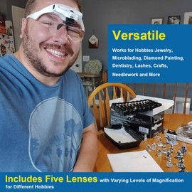 Tmango TMANGO Magnifying Glasses with Light for Close Work, Rechargeable and Hands Free Headband Magnifier, Optivisor for Jewelers, Eyelash, Watch Repair or Cross Stitch