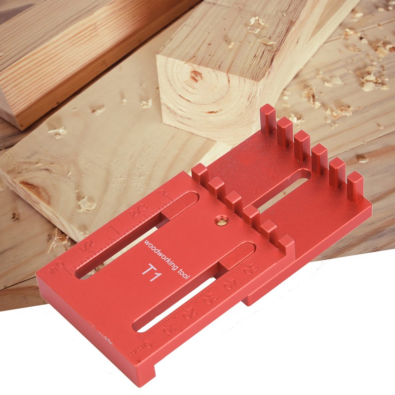 Depth Measuring Ruler Red Aluminum Alloy Brass Woodworking Measurement Tool