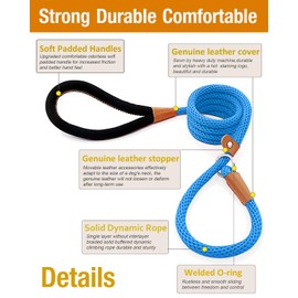 lynxking 5 FT Dog Leash Slip Lead 2 Pack Strong Heavy Duty Braided Dog Training Leash No Pull Training Lead Leashes for Medium Large and Small Dogs