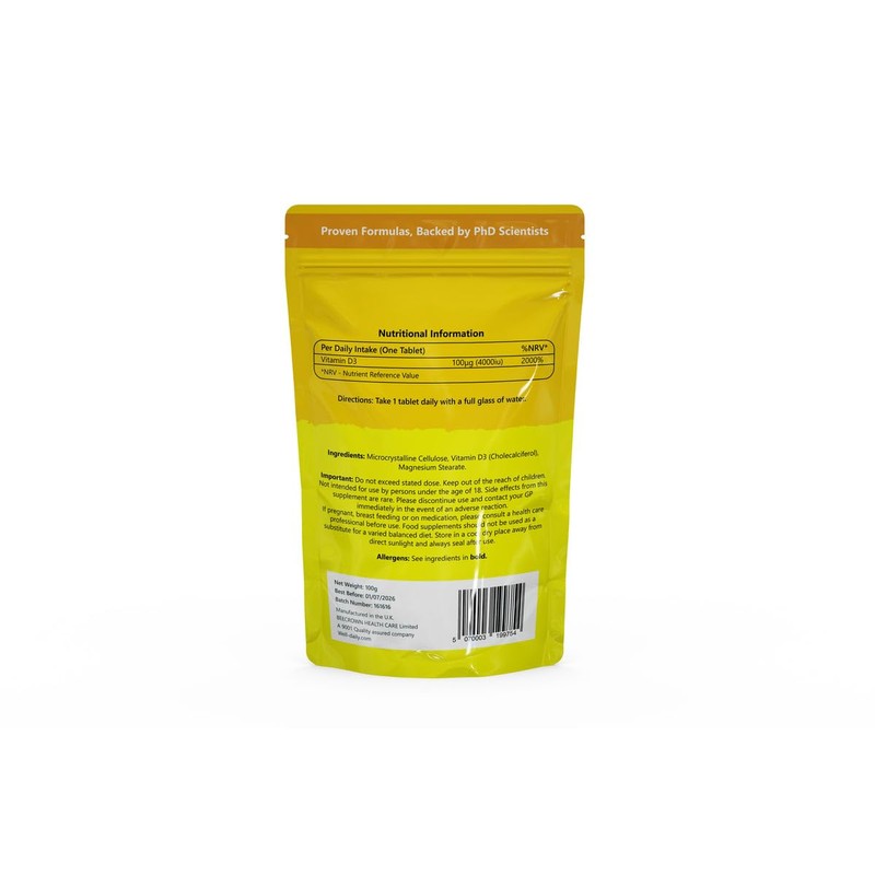 4000IU Max Vitamin D3 | Vegan, Halal & Kosher |