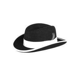 Godfather Homburg Fedora Hat in Black with White Band (X-Large = 24")