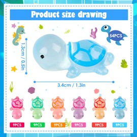 Pack of 54 Mini Luminous Turtles Resin, Small Resin Turtles, Mini Resin Turtles, Multicoloured Tiny Turtle Toys, Pot Decoration, Garden, Landscape, Birthday Party