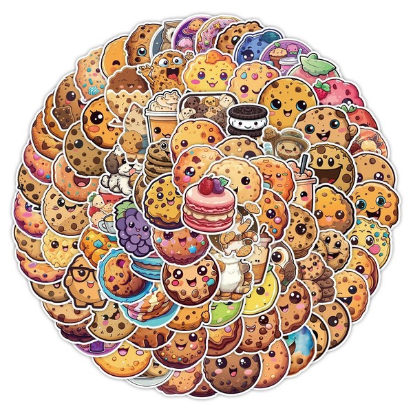 100Pcs Cookie Stickers for Water Bottle,Notebook,Suitcase,Bumper,Bike,Scrapbook, Skateboard,Laptop,Cute Snack Aesthetic Waterproof