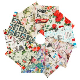 Craftido -25 Options- 100% Cotton Quilting Fabric Bundles 10pcs Fat Quarters 18”x21”-Medium Weight 5.2 oz- for Quilting, Sewing Project, Patchwork, DIY Crafts – Paris Style