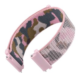 WOCCI 16mm Adjustable Nylon Watch Band, Quick Release Sport Loop Strap (Pink Camo)