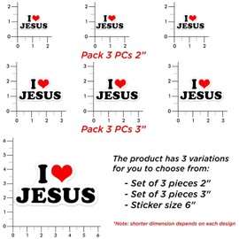 3 PCs I Love Jesus Heart Christian Vinyl Sticker 3 Inches