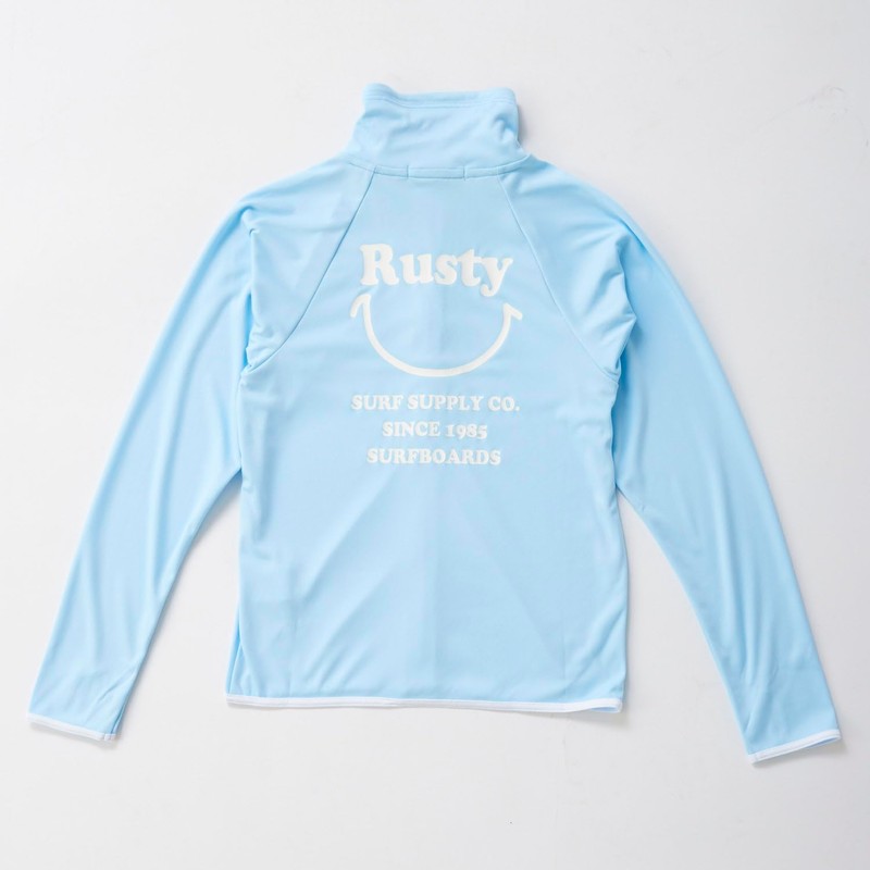 Rusty 964463 Kids Rash Guard, Stand Collar, Smile, Back Print,
