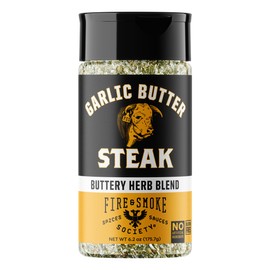 Fire & Smoke Society Garlic Butter Steak Seasoning | BBQ Rubs, Steak Rub for Smoking and Grilling Meat | Steaks, Brisket, Burgers Dry BBQ Rubs and Spices | M, 6.2 oz