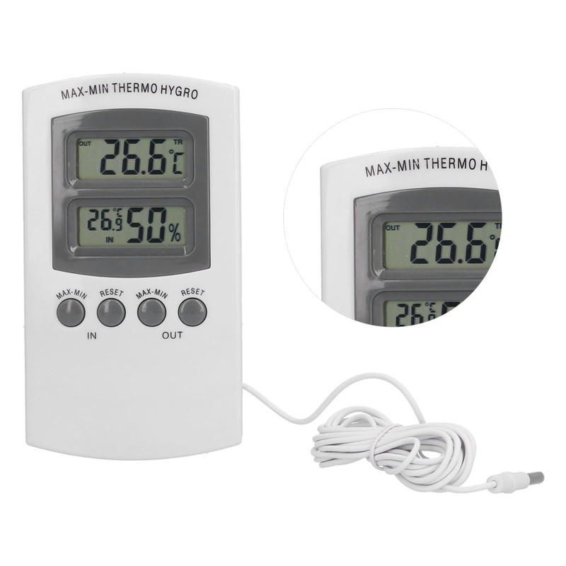 LCD Temperature and Humidity Monitor WallMountable Wired Flower Planting Hygrometer