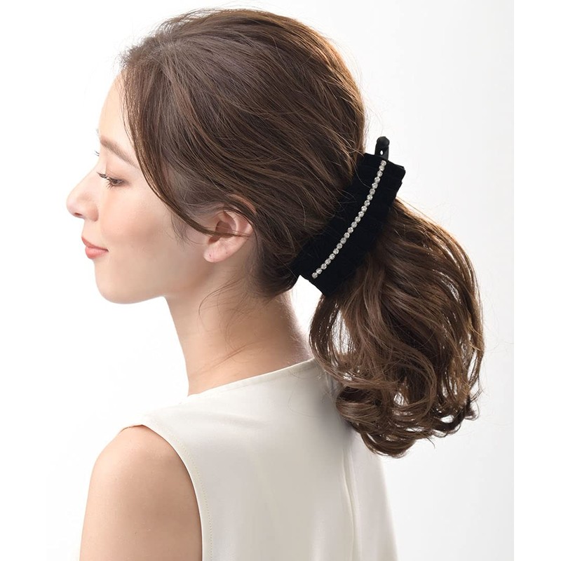 VINGTAINE H-917 Velvet Stone Banana Clip (L) Gathered Hair Clip