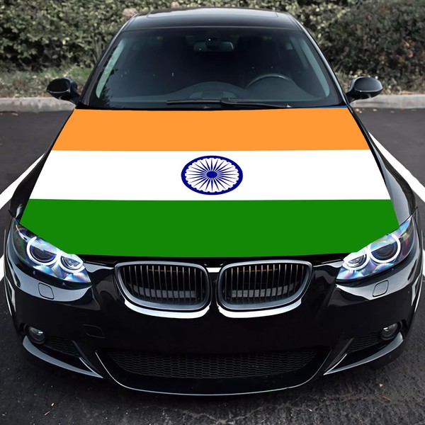 Punejapur India Flag Car Hood Cover 3.5X5Ft Indian Car Bonnet