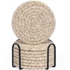 ABenkle 8 Pcs Drink Coasters with Holder, Cotton Woven Absorbent