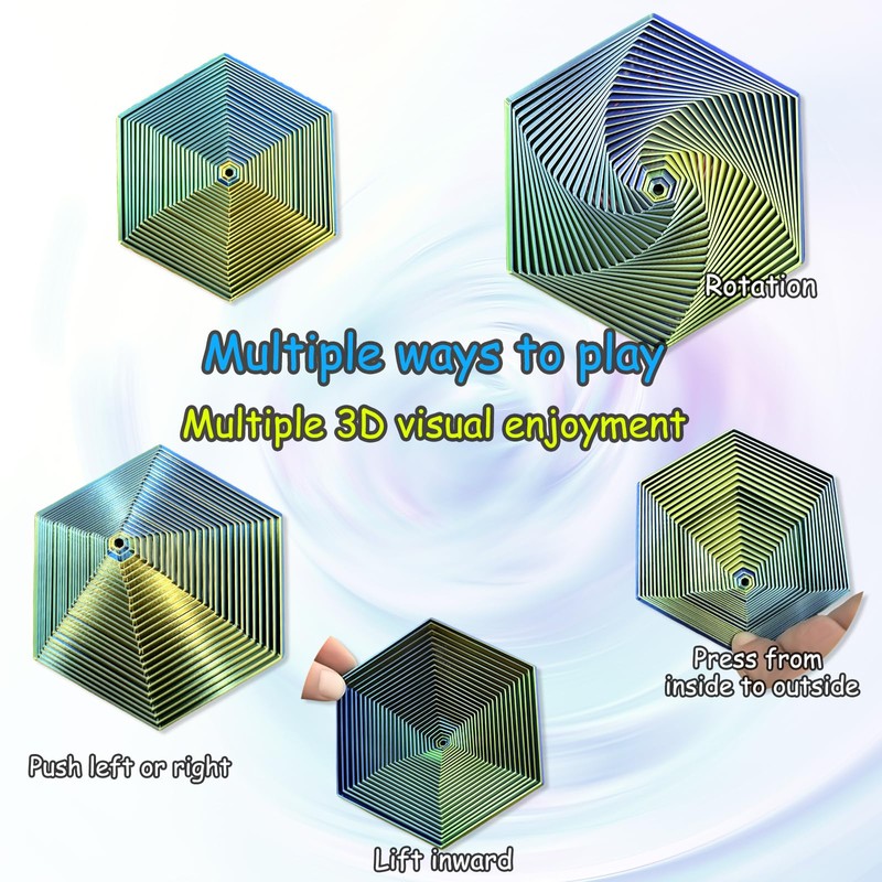 Echehi Gradient Fractal Fidget Hexagons for Kids Adults, 3D Spiral