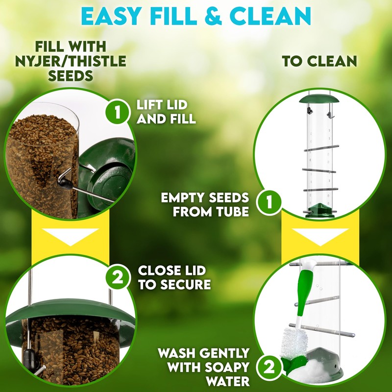 Finch Bird Feeder for Outdoors (16 Ports) Thistle & Nyjer
