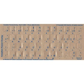 Canadian-French Blue Characters Keyboard Stickers Labels Overlays - QWERTY -
