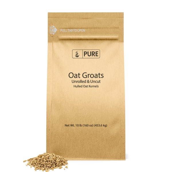 Pure Original Ingredients Oat Groats (10 lb), Whole, Uncut & Hulless, High in Protein, Oat Kernels
