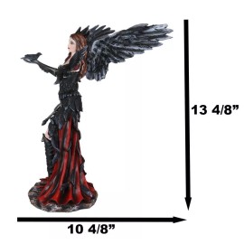 Ebros Gift Gothic Raven Crow Trainer Angel Fairy In Black And Crimson Feather Gown Statue