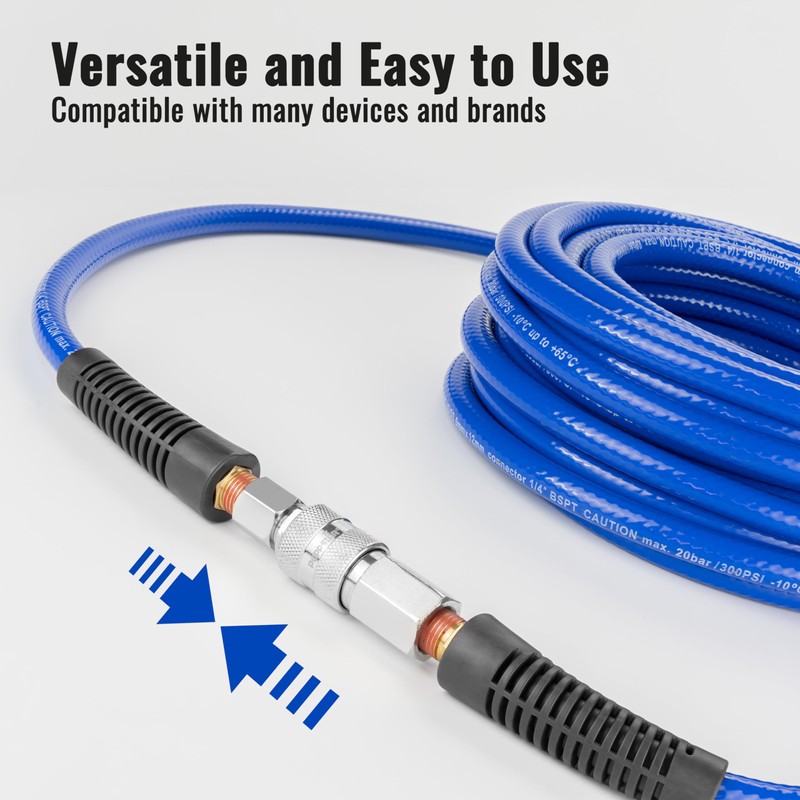 Poppstar PVC Air Line Hose 6/12mm, 5m Long, Quick Coupling