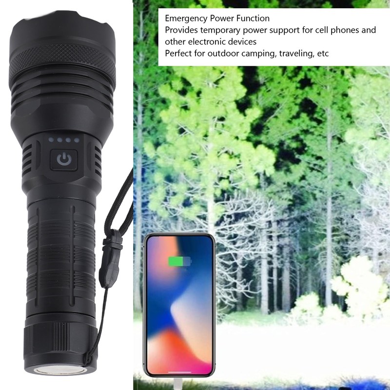 Super Bright Flashlight 30000lm Zoomable 2000m Range Support Power Output