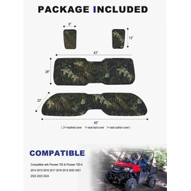 ZIDIYORUO UTV Seat Cover for Pioneer, Stylish Camo Bench Seat Cover for Honda Pioneer 700 700-4 2014-2024, Waterproof, Scratch Resistance, Dustproof, UTV Pioneer Seat Accessories (Camo)