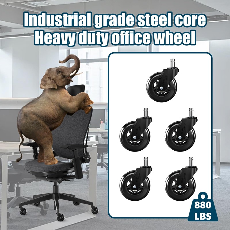 3" Office Chair Wheels Replacement, Roller Blade Wheels - Set