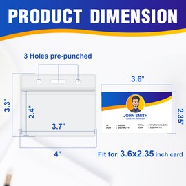 10PCS ID Badge Holder Horizontal-Extra Thick Clear ID Card Holder with Waterproof Resealable Zip-Name Tag Holder for Nurses, Office and School