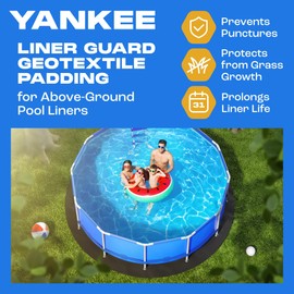 Yankee Pool Liner Pad, 28 Ft Round Puncture Proof Pool Mat, Above Ground Pool Liner Protector Against Tearing, Grass, Under Pool Pad to Prolong Swimming Pool Liner Life, 28 Ft Round Pool Liner