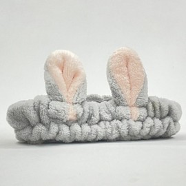 Gray Microfiber Rabbit Ear Headband for Face Washing Gray 3ea